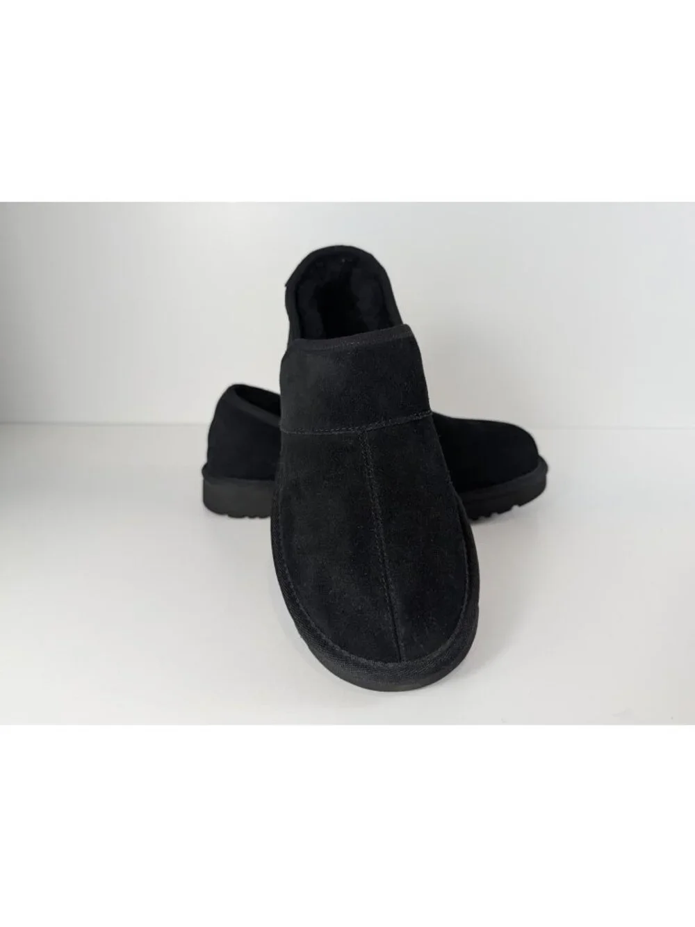 UGG Black Suede Slip-On Moccasin Shoes Men's Size 8 Durable Rubber Sole